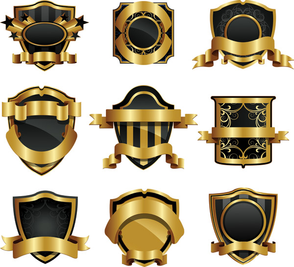 free vector Gold shield badge vector